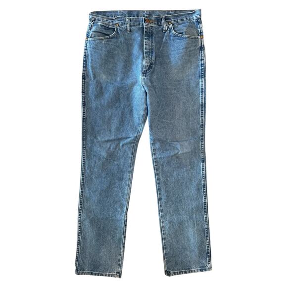 Wrangler A103 Men’s Cowboy Cut Blue Jeans 38x34 Classic Straight Leg Denim - Picture 1 of 7